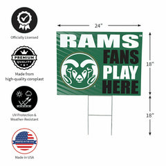 Colorado State University Coroplast Yard Sign "Fans Play Here", Collegiate, Home