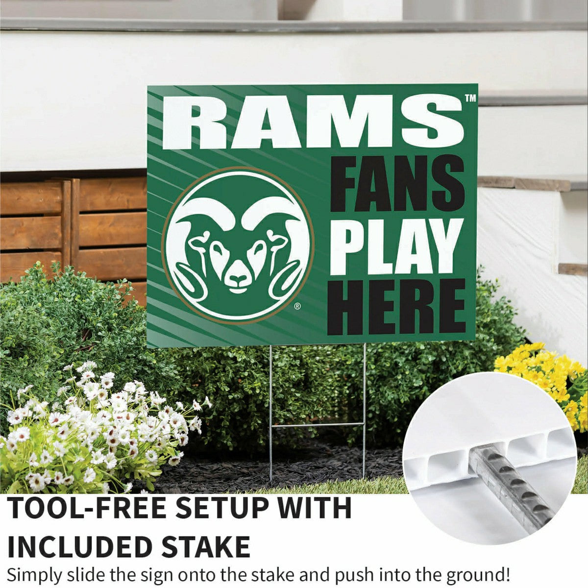 Colorado State University Coroplast Yard Sign "Fans Play Here", Collegiate, Home
