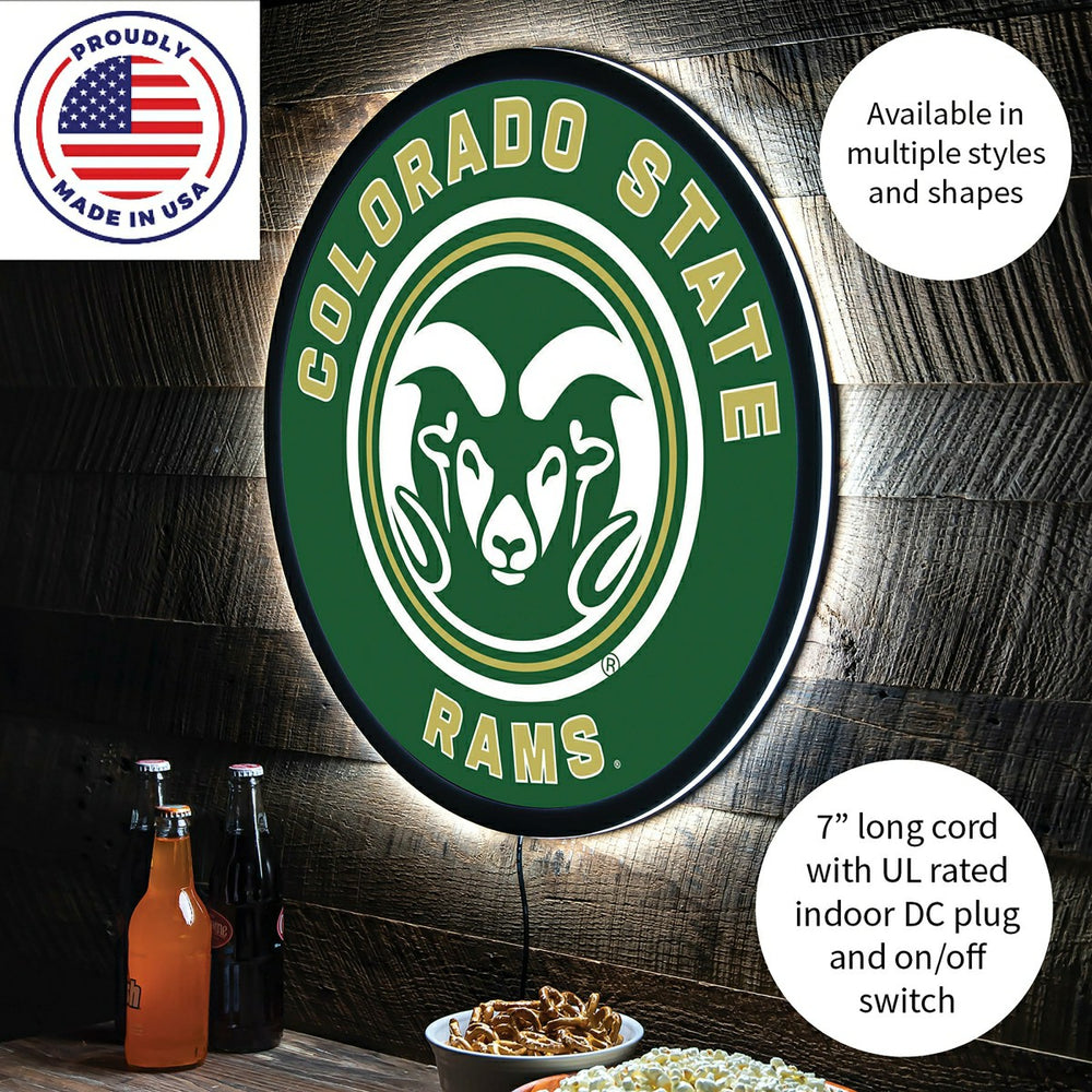 LED Wall Decor, Round, Colorado State University, Collegiate, Home