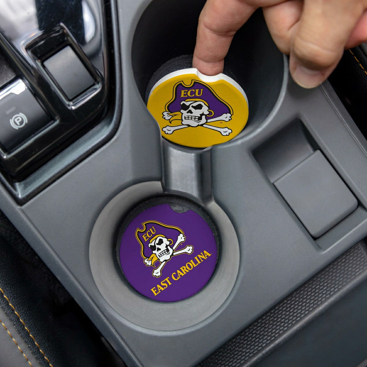 East Carolina University Car Coaster Set, 2pc, Collegiate, Home