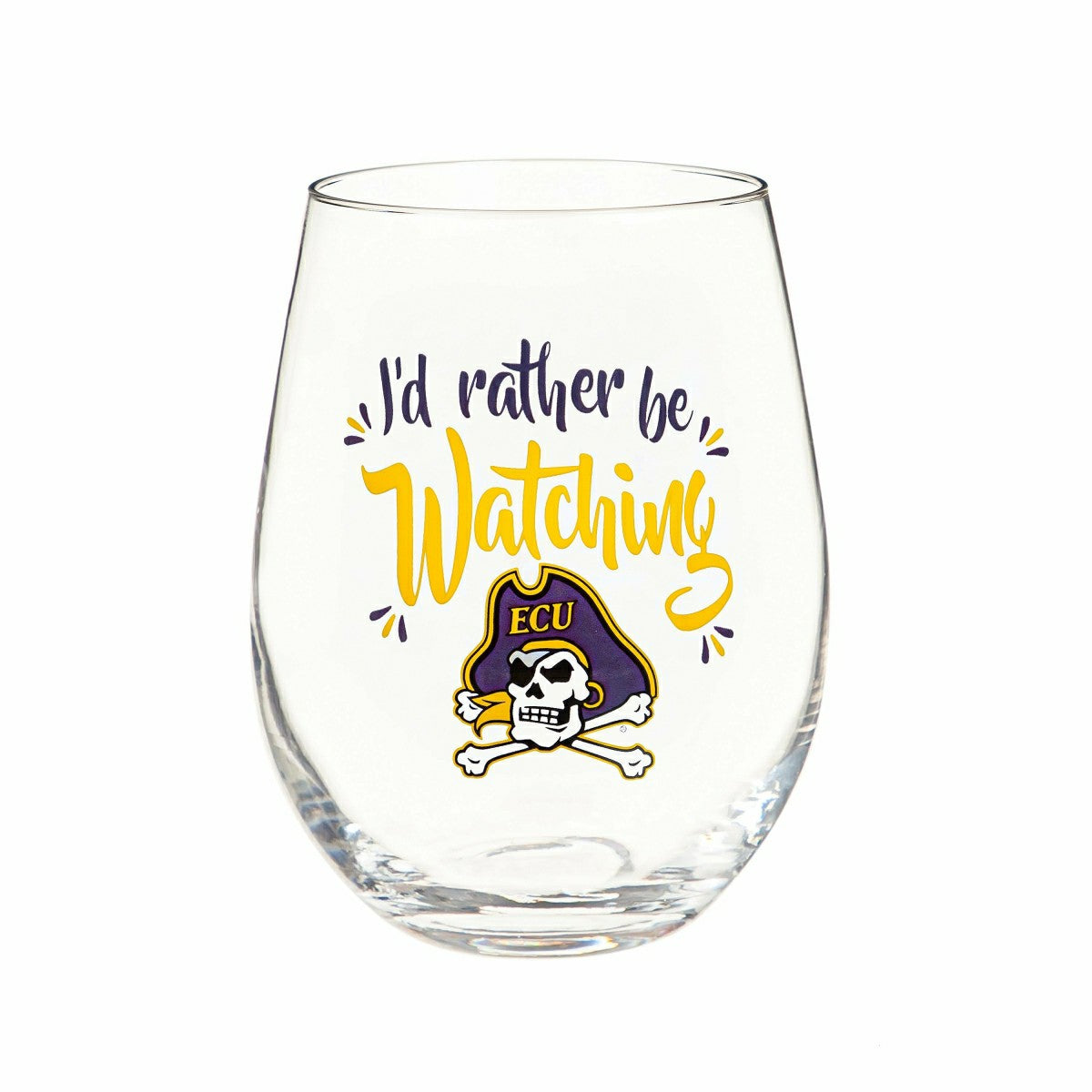 ECU, 17OZ Boxed Stemless Glass, Collegiate, Home