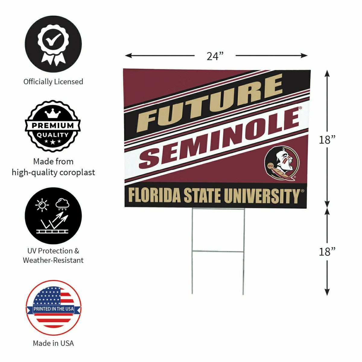Florida State University Coroplast Yard Sign, Future Student, Collegiate, Home
