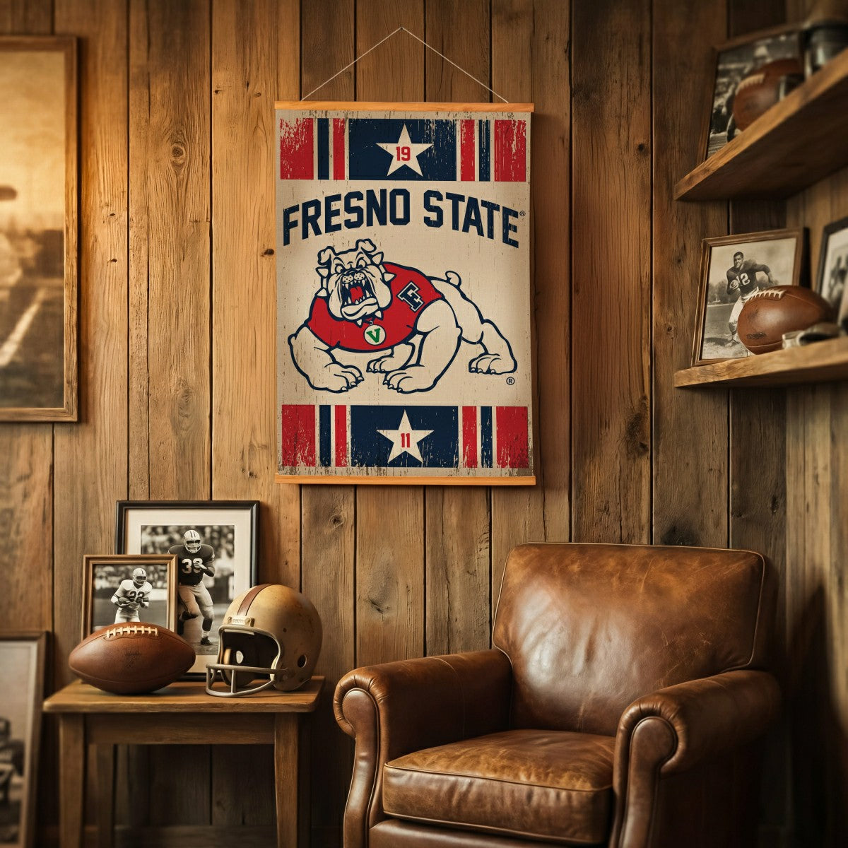 Fresno State, Canvas Wall Tapestry, Medium, 36x24, Collegiate, Home