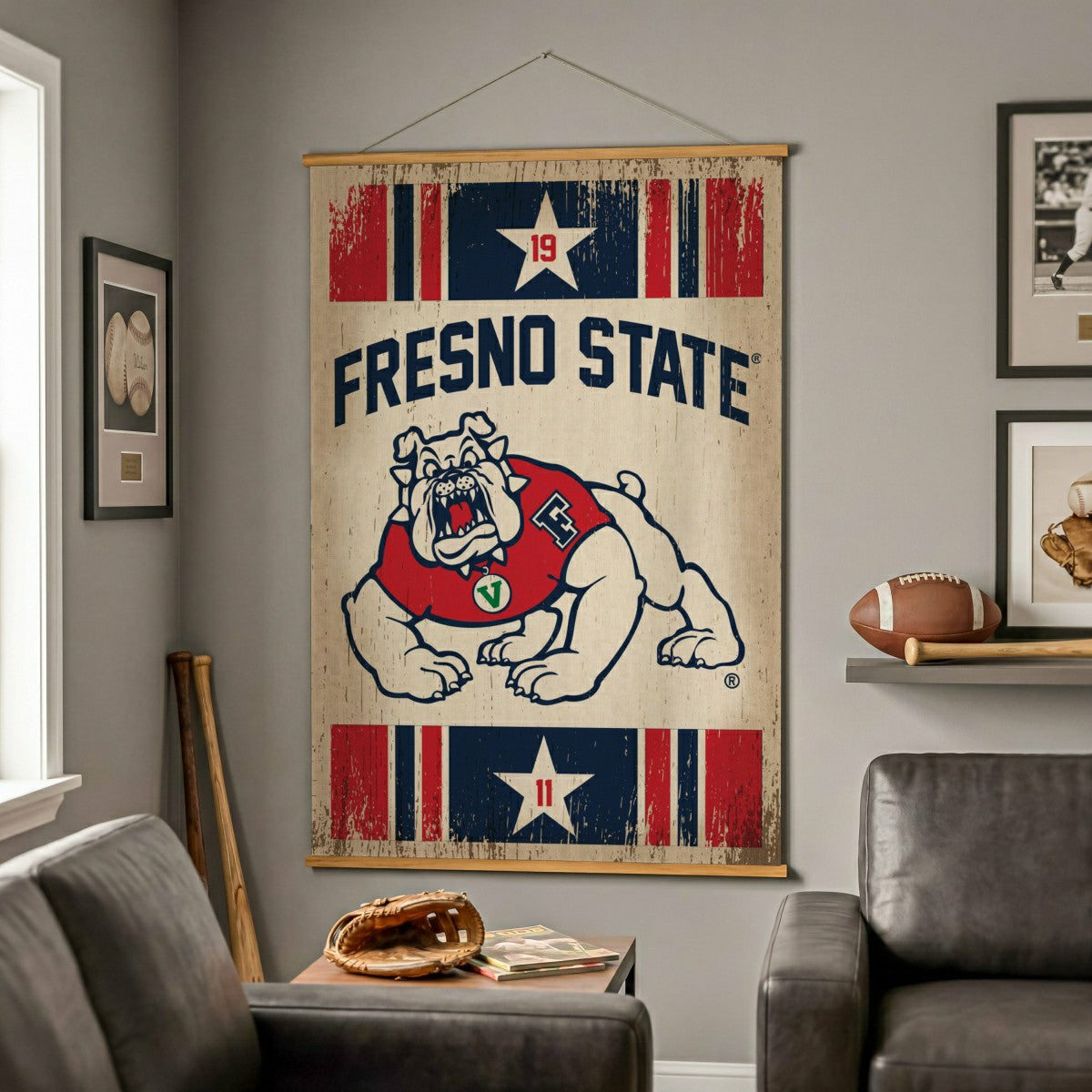 Fresno State, Canvas Wall Tapestry, Large, 54x36, Collegiate, Home