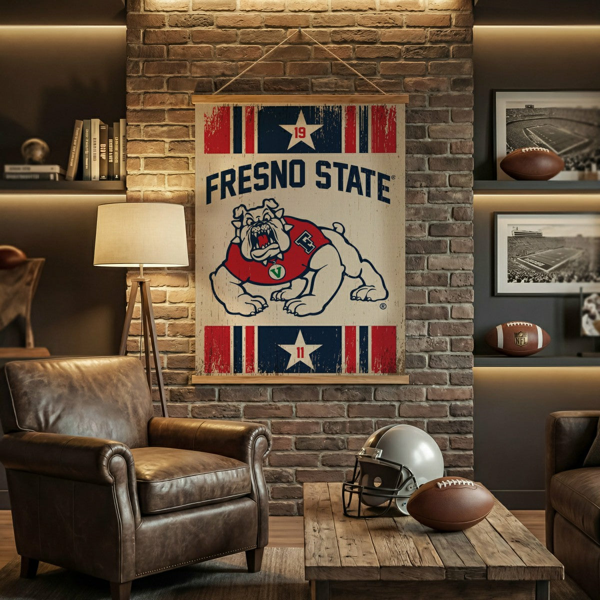 Fresno State, Canvas Wall Tapestry, Large, 54x36, Collegiate, Home