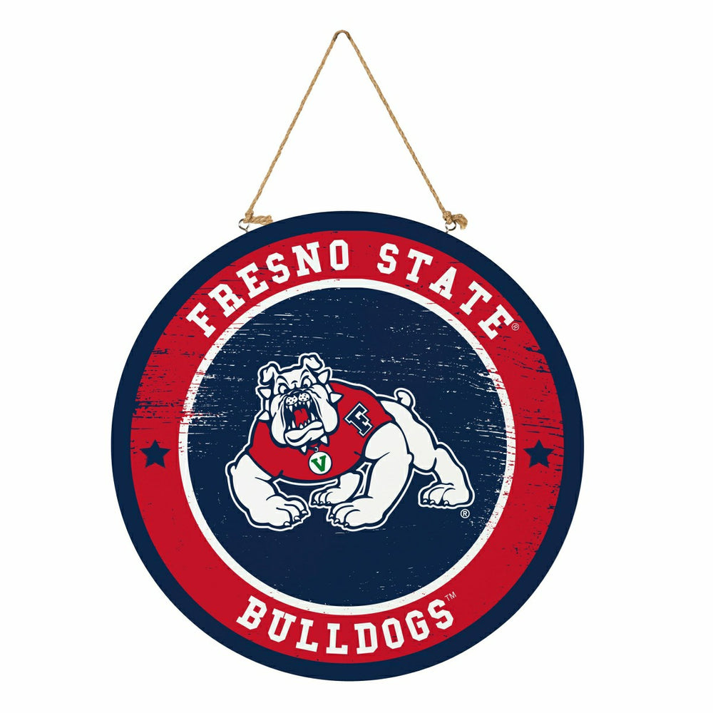 Fresno State Round Door Décor with Hanging Rope, 18x18, Collegiate, Home
