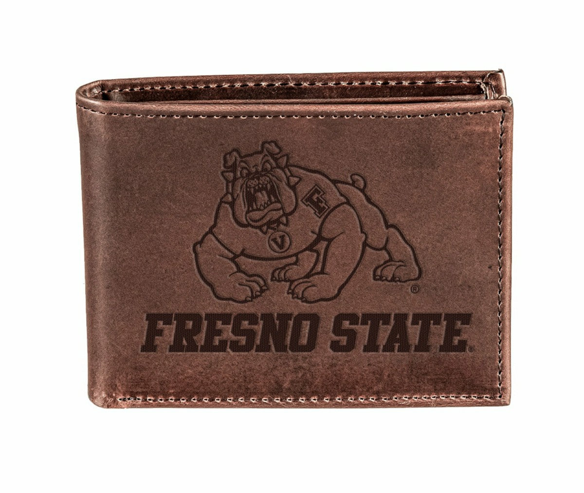 Fresno State Brown Bi-Fold Wallet, 100% Genuine Leather, Collegiate, Home