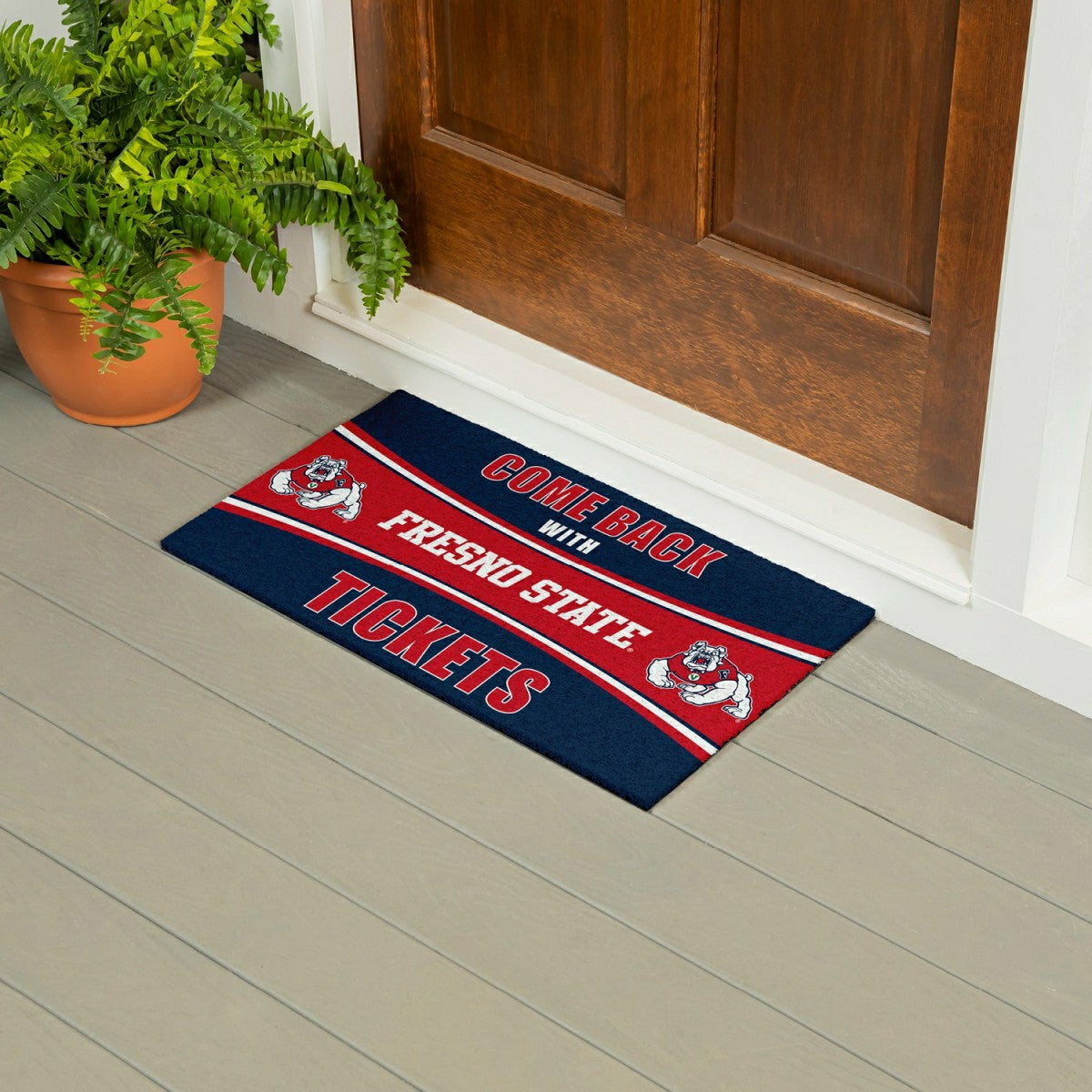 28" x 16" PVC Trapper Mat, Come Back with Tickets, Fresno State, Collegiate