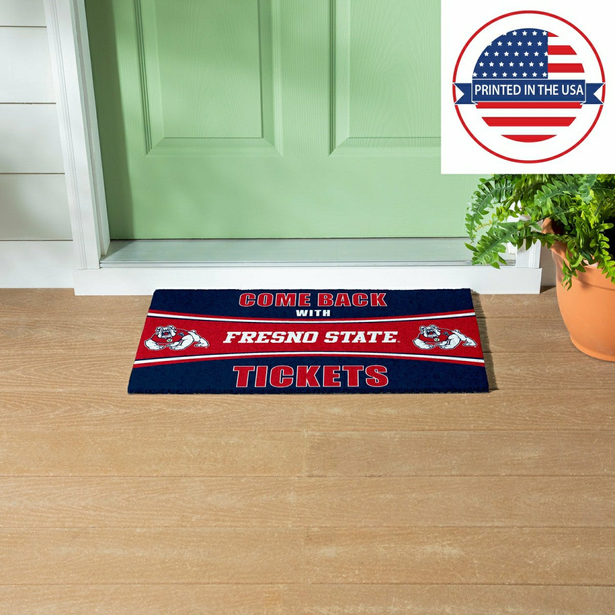 28" x 16" PVC Trapper Mat, Come Back with Tickets, Fresno State, Collegiate