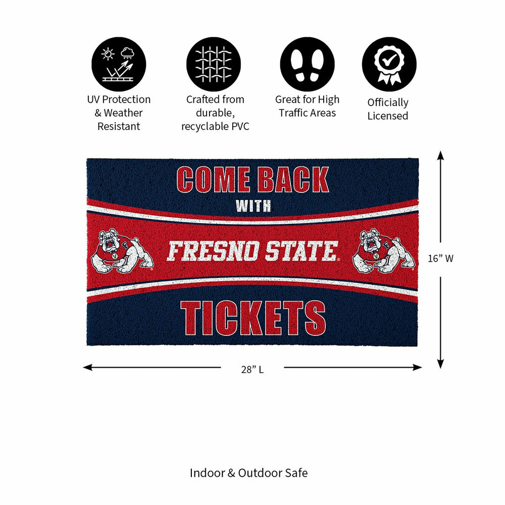 28" x 16" PVC Trapper Mat, Come Back with Tickets, Fresno State, Collegiate