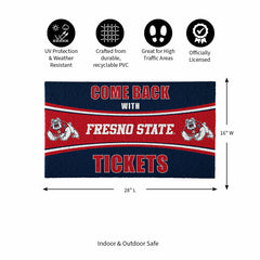 28" x 16" PVC Trapper Mat, Come Back with Tickets, Fresno State, Collegiate