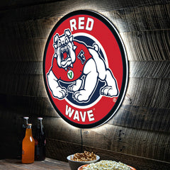 Fresno State Red Wave College Large Round Edgelite LED Decor, Collegiate, Home