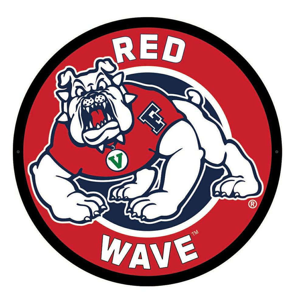 Fresno State Red Wave College Large Round Edgelite LED Decor, Collegiate, Home