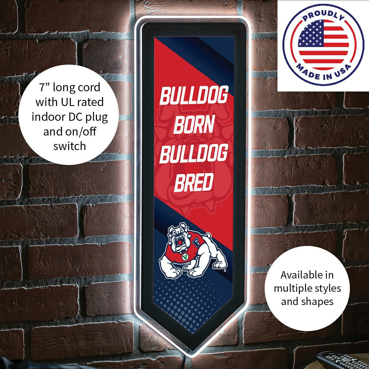 Fresno State College Pennant Glazelite LED Decor, Collegiate, Home