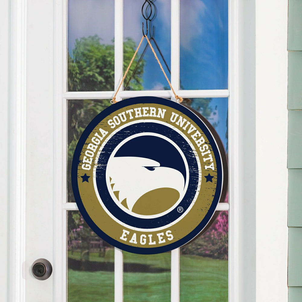 Georgia Southern University Round Door Décor with Hanging Rope, 18x18, Collegiate, Home
