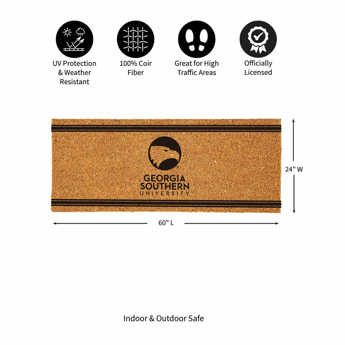 Georgia Southern University Extra Large One Color Coir Mat, 60"x24", Collegiate