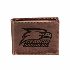 Georgia Southern University, Bi-Fold Wallet, Brown, CH, 100% Genuine L, Collegiate, Home