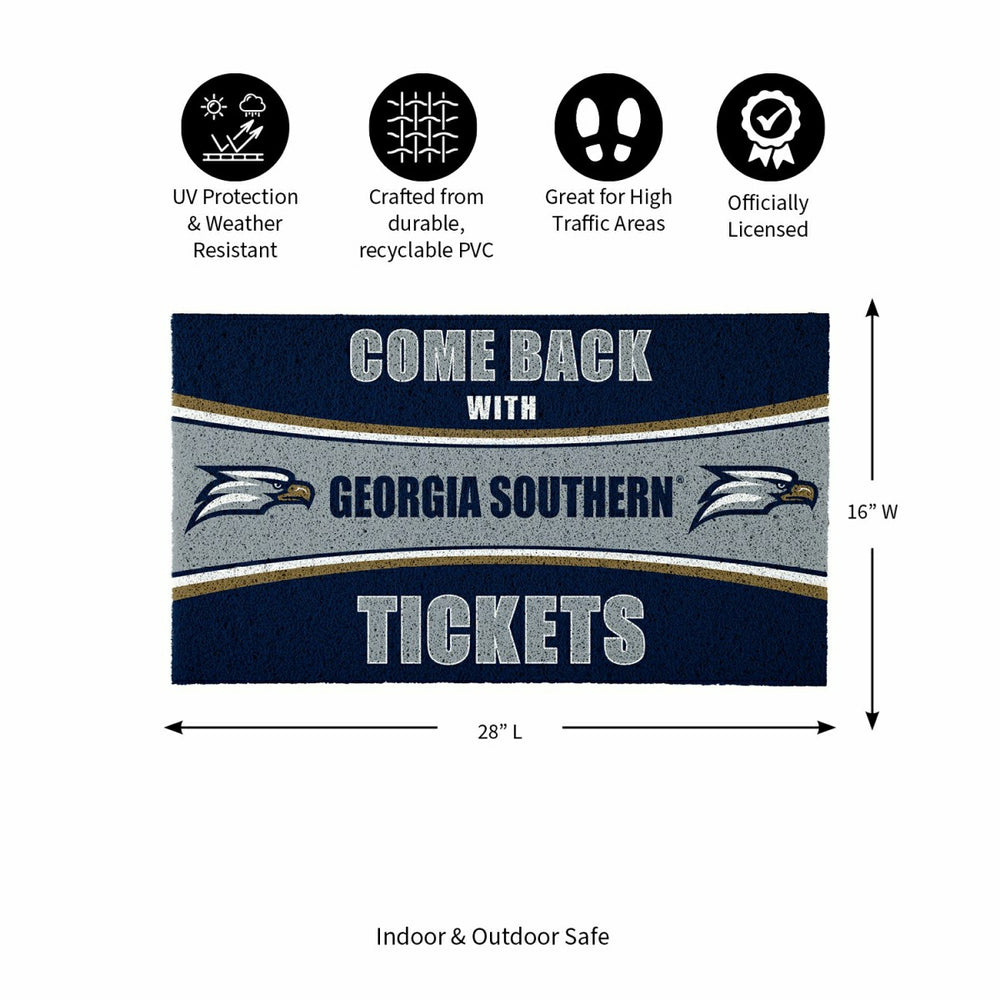 28" x 16" PVC Trapper Mat, Come Back with Tickets, Georgia Southern Un, Collegiate