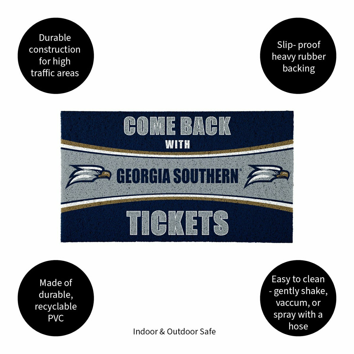 28" x 16" PVC Trapper Mat, Come Back with Tickets, Georgia Southern Un, Collegiate