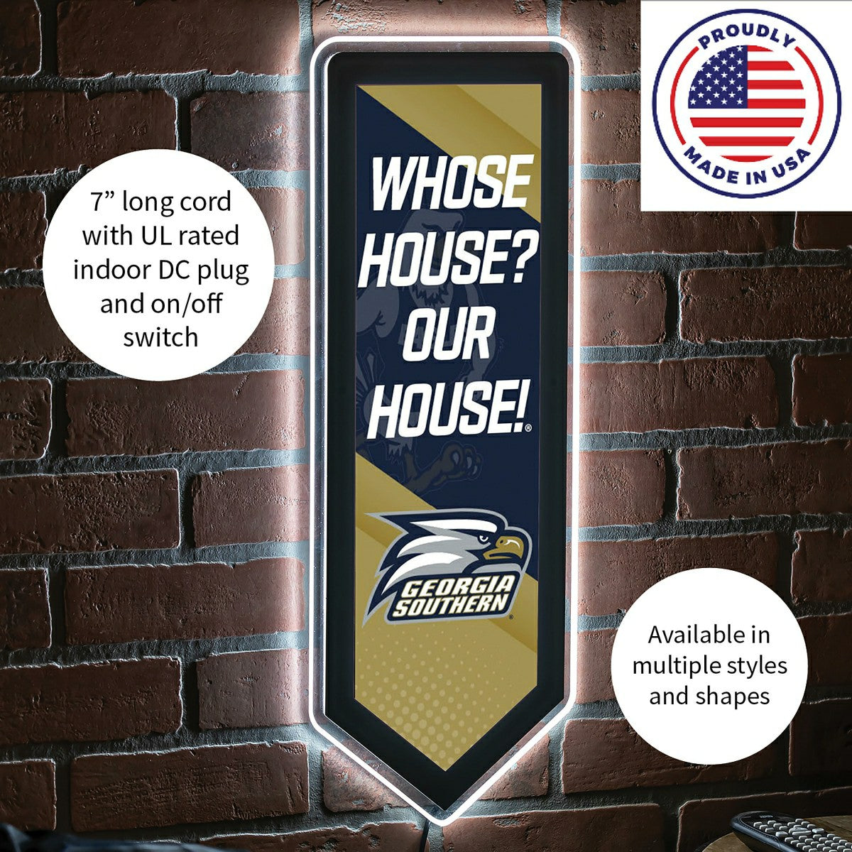 LED Wall Decor, Pennant, Georgia Southern University, Collegiate, Home