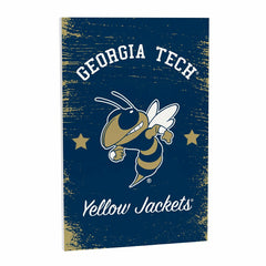 Georgia Tech Wood Wall Sign, 16x24, Collegiate, Home