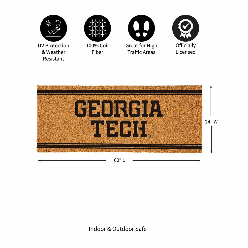 Georgia Tech Extra Large One Color Coir Mat, 60"x24", Collegiate