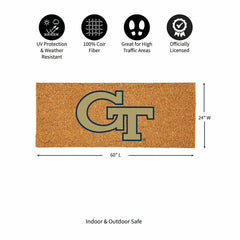 Georgia Tech Extra Large Full Color Coir Mat, 60"x24", Collegiate