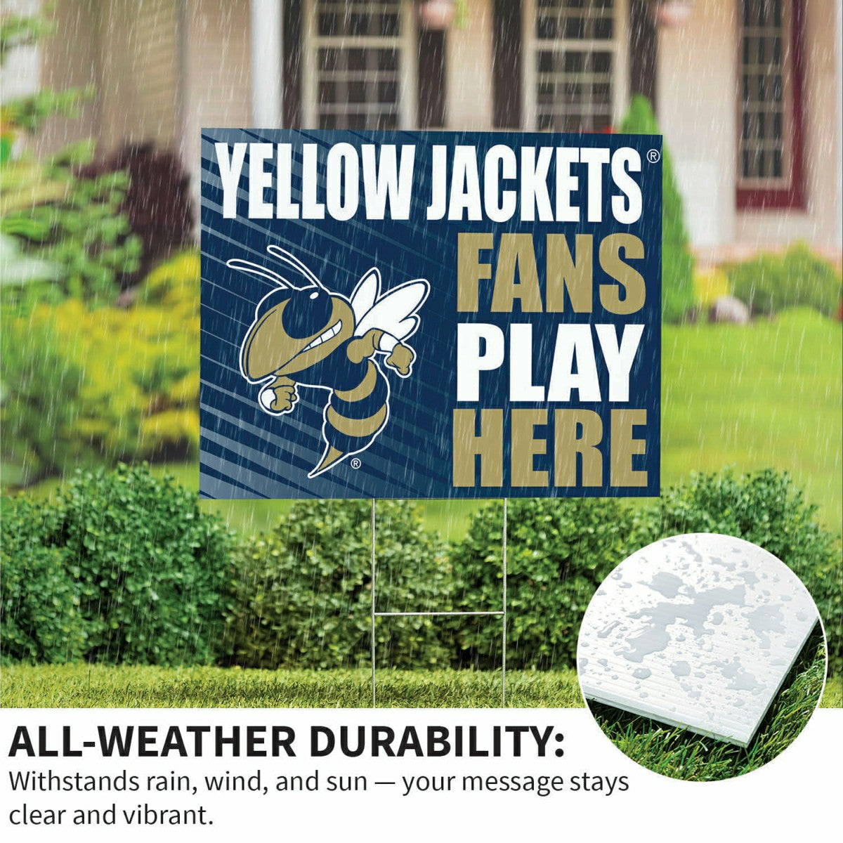 Georgia Tech Coroplast Yard Sign "Fans Play Here", Collegiate, Home
