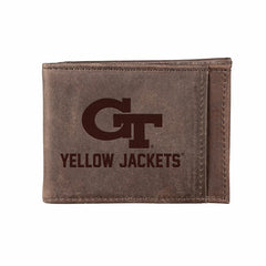 Front Pocket Wallet w/ RFID Blocking, Georgia Tech, Brown, Collegiate, Home