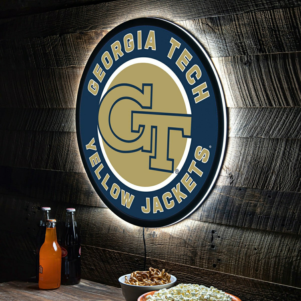 LED Wall Decor, Round, Georgia Tech, Collegiate, Home