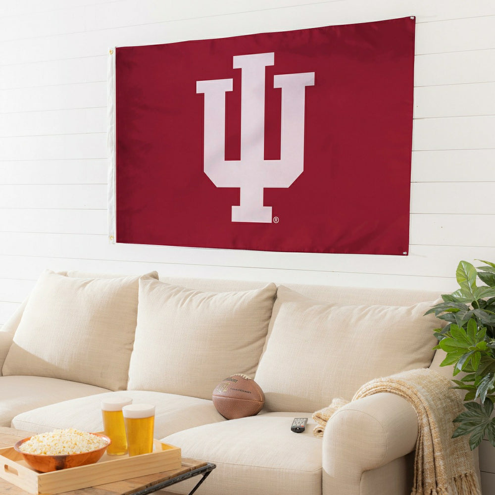 3'x5' Single Sided Flag w/ 2 Grommets, Indiana University, Collegiate, Home