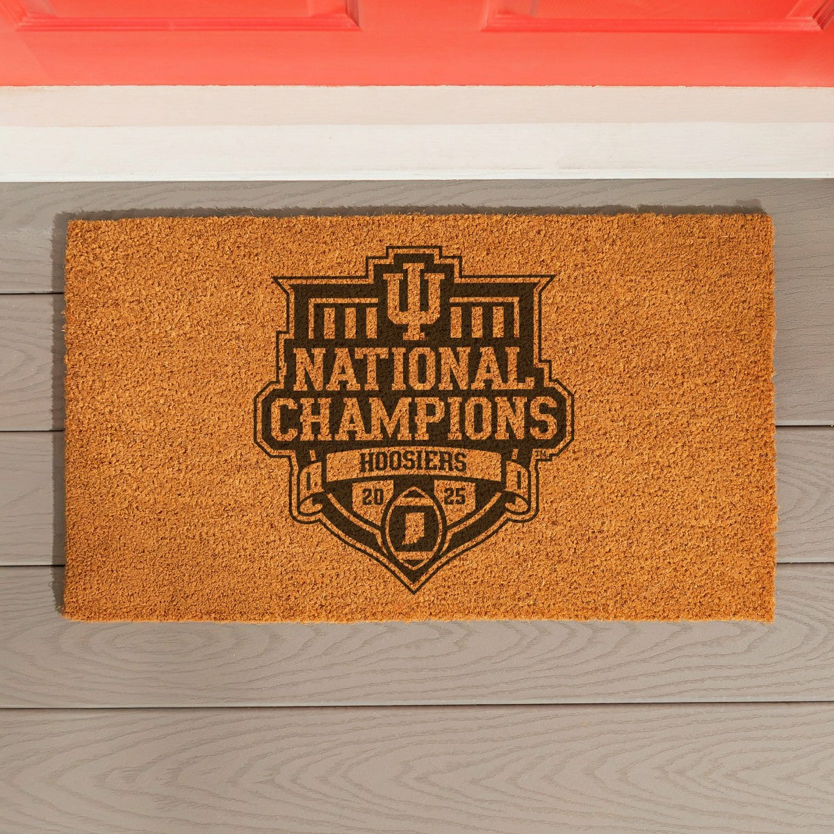 Indiana University, Div 1 Champs, Coir Mat, One Color, Collegiate