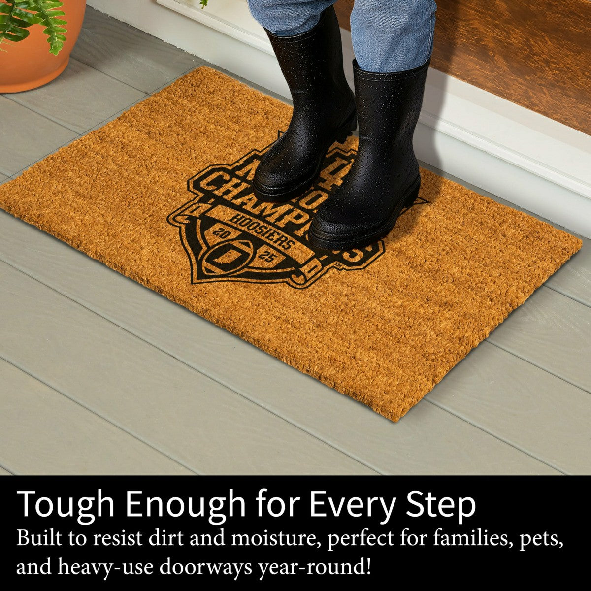 Indiana University, Div 1 Champs, Coir Mat, One Color, Collegiate