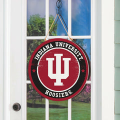 Indiana University Round Door Décor with Hanging Rope, 18x18, Collegiate, Home