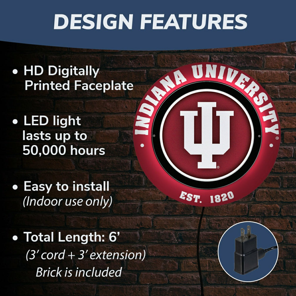 Indiana University, Metal Lite, Round, Collegiate