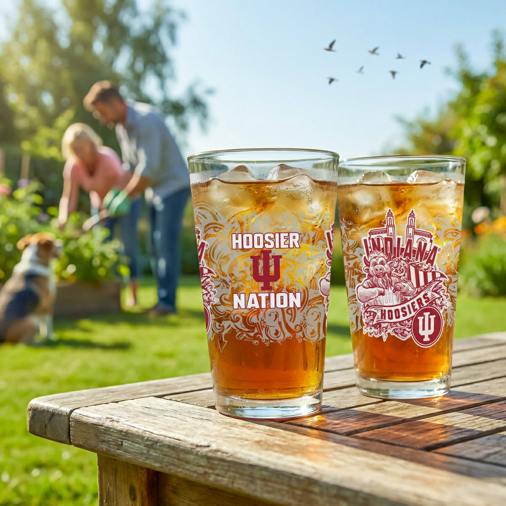 Indiana University 16oz Glass pint, Set of 2, Collegiate, Home