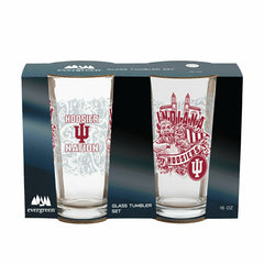 Indiana University 16oz Glass pint, Set of 2, Collegiate, Home