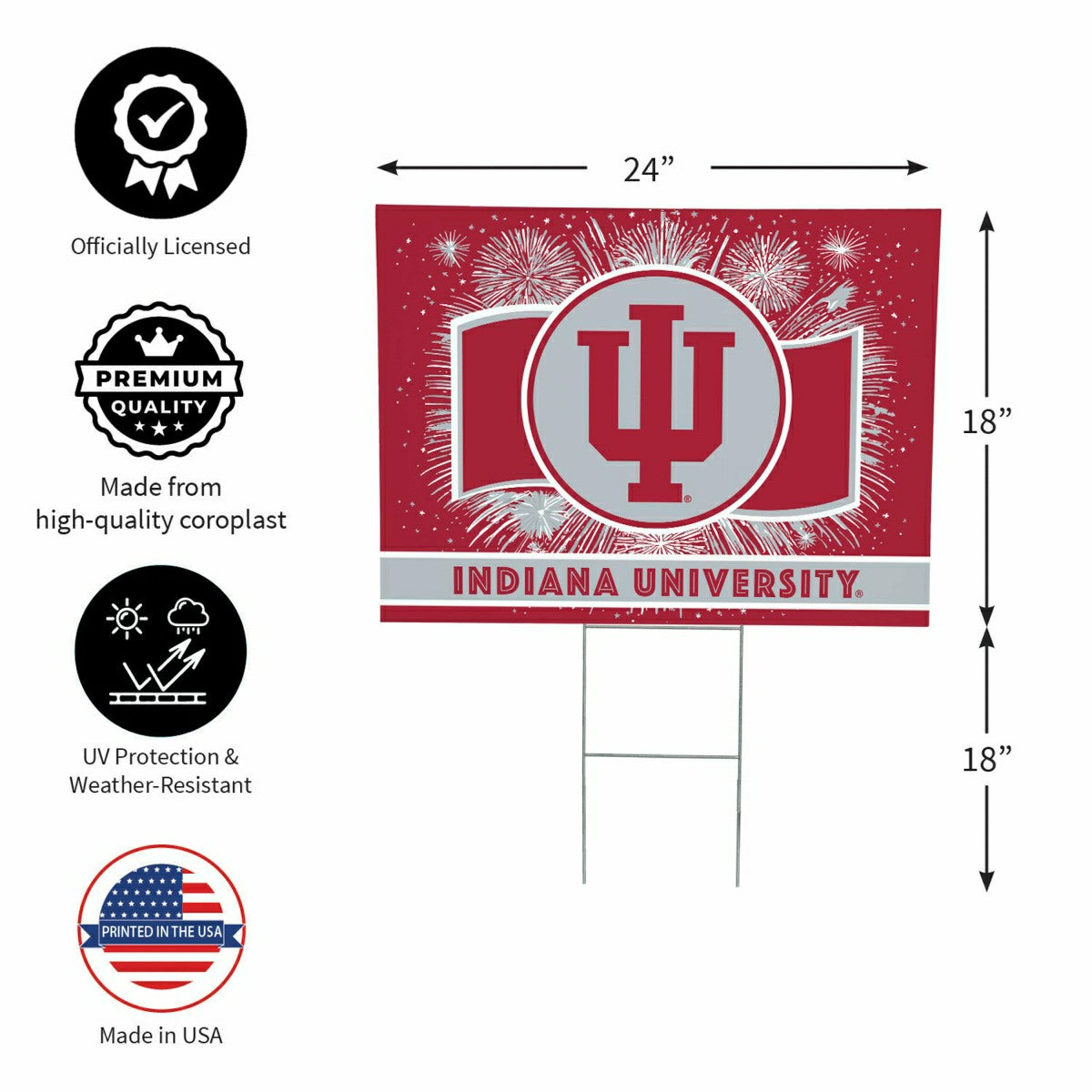 Indiana University Yard Sign, Patriotic, Collegiate, Home