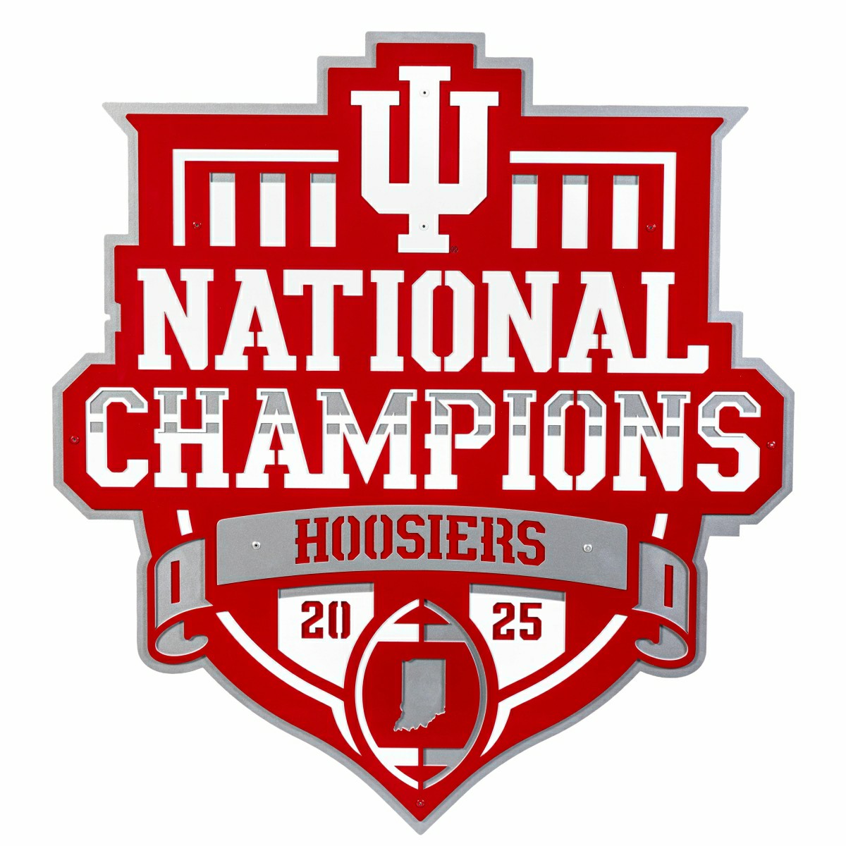 Indiana University, Div 1 Champs, Layered Metal Wall Art, Collegiate, Home