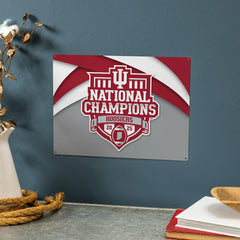 Indiana University, Div 1 Champs, 15.5"L x 11.5"H Medium Metal Wall Si, Collegiate, Home
