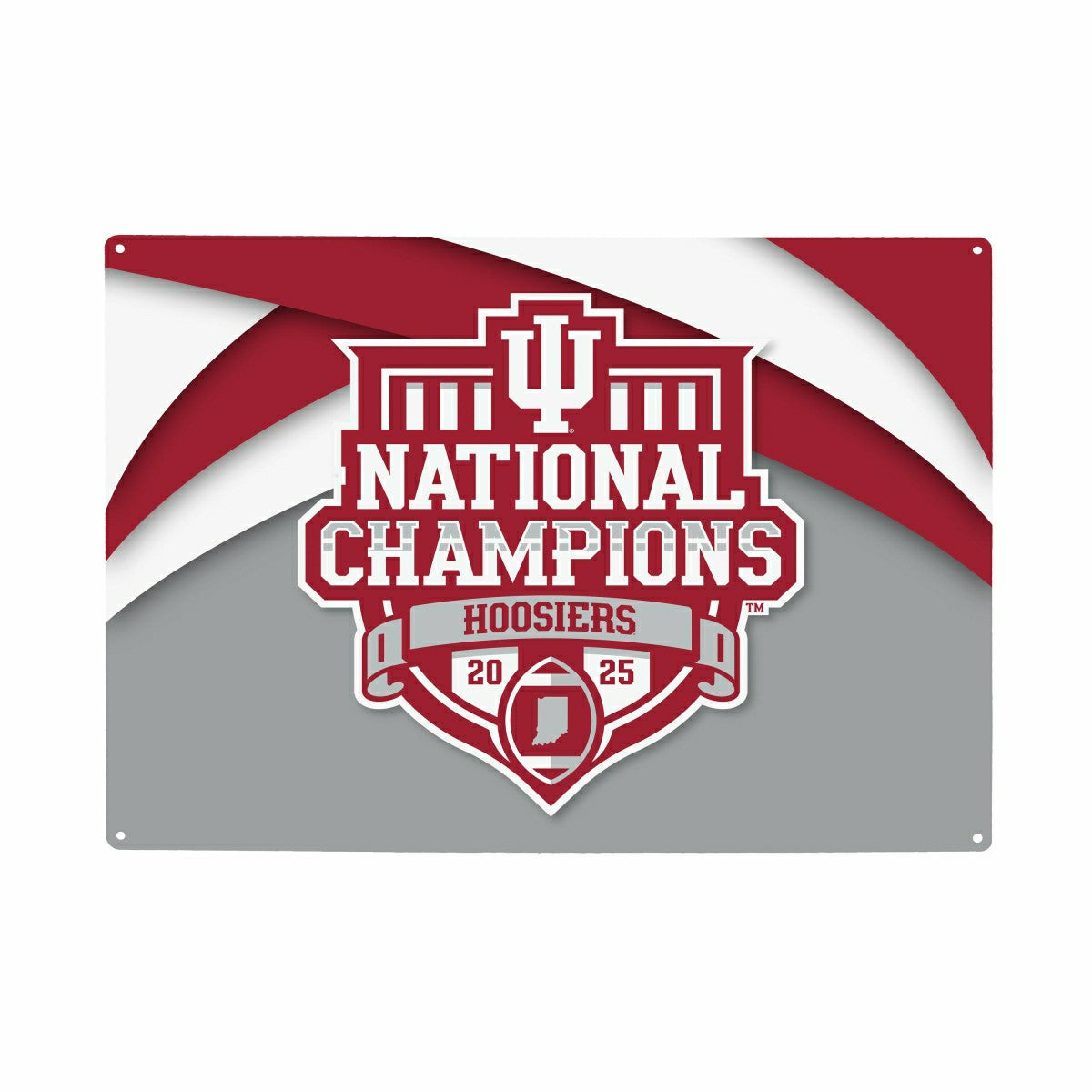 Indiana University, Div 1 Champs, 15.5"L x 11.5"H Medium Metal Wall Si, Collegiate, Home