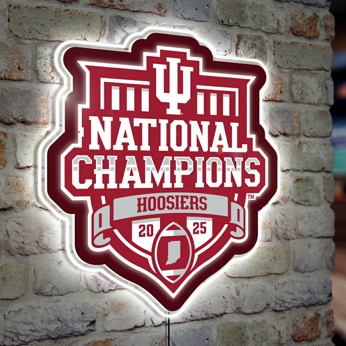 Indiana University, Div 1 Champs, LED Wall Decor, Glazelite, Shaped Lo, Collegiate