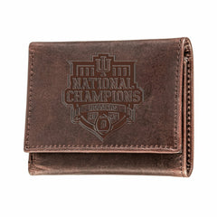 Indiana University, Div 1 Champs, Wallet, Tri-fold, Brown, Collegiate, Home