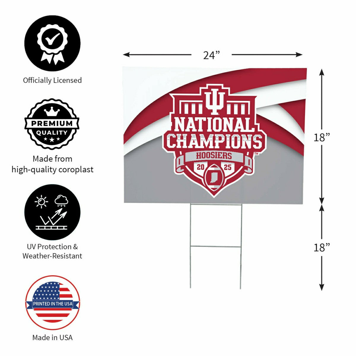 Indiana University, Div 1 Champs, Cororplast Yard Sign, Collegiate, Home