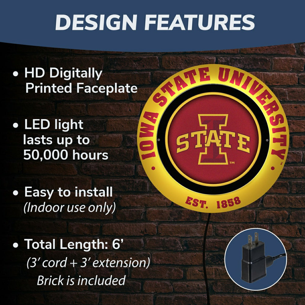 Iowa State University, Metal Lite, Round, Collegiate