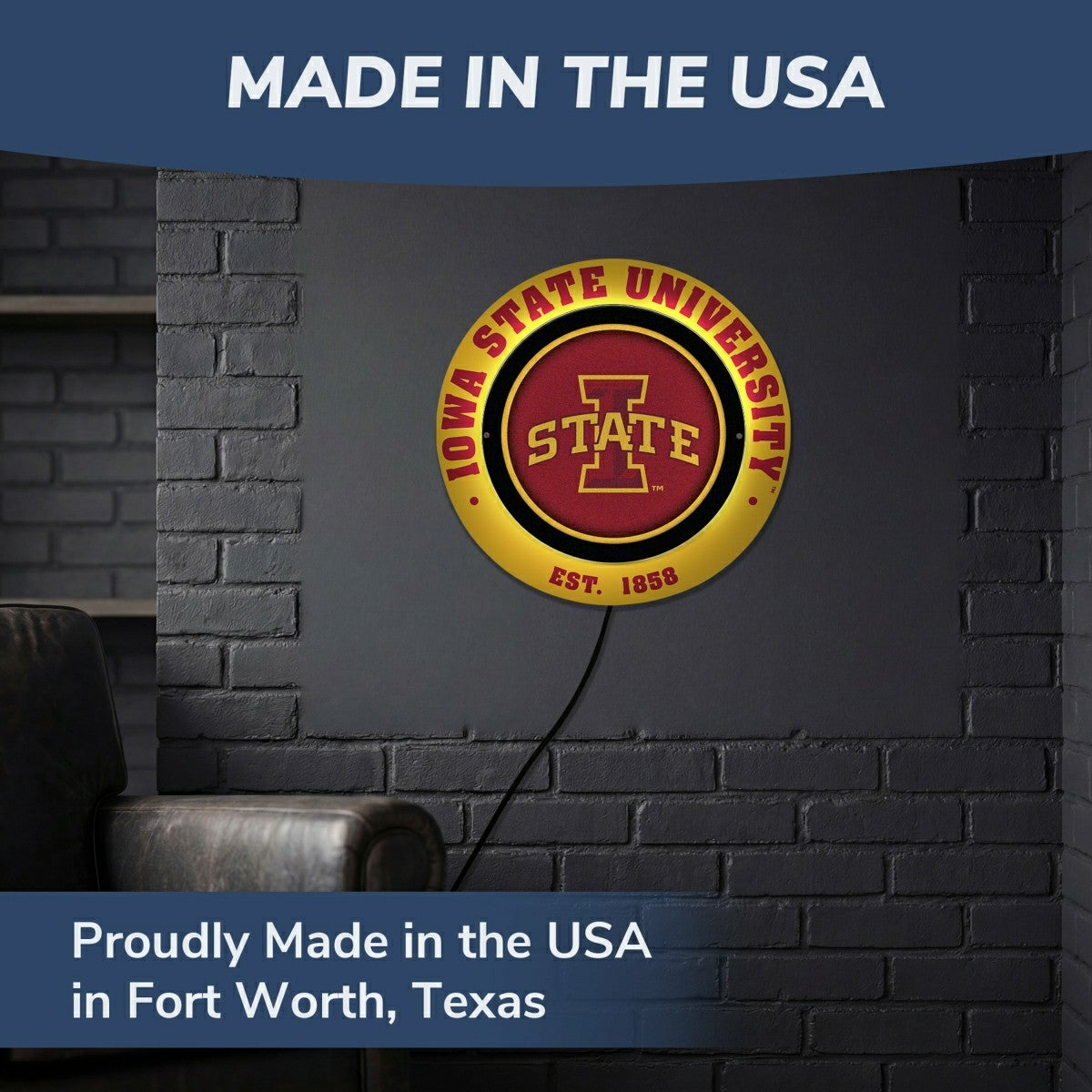 Iowa State University, Metal Lite, Round, Collegiate