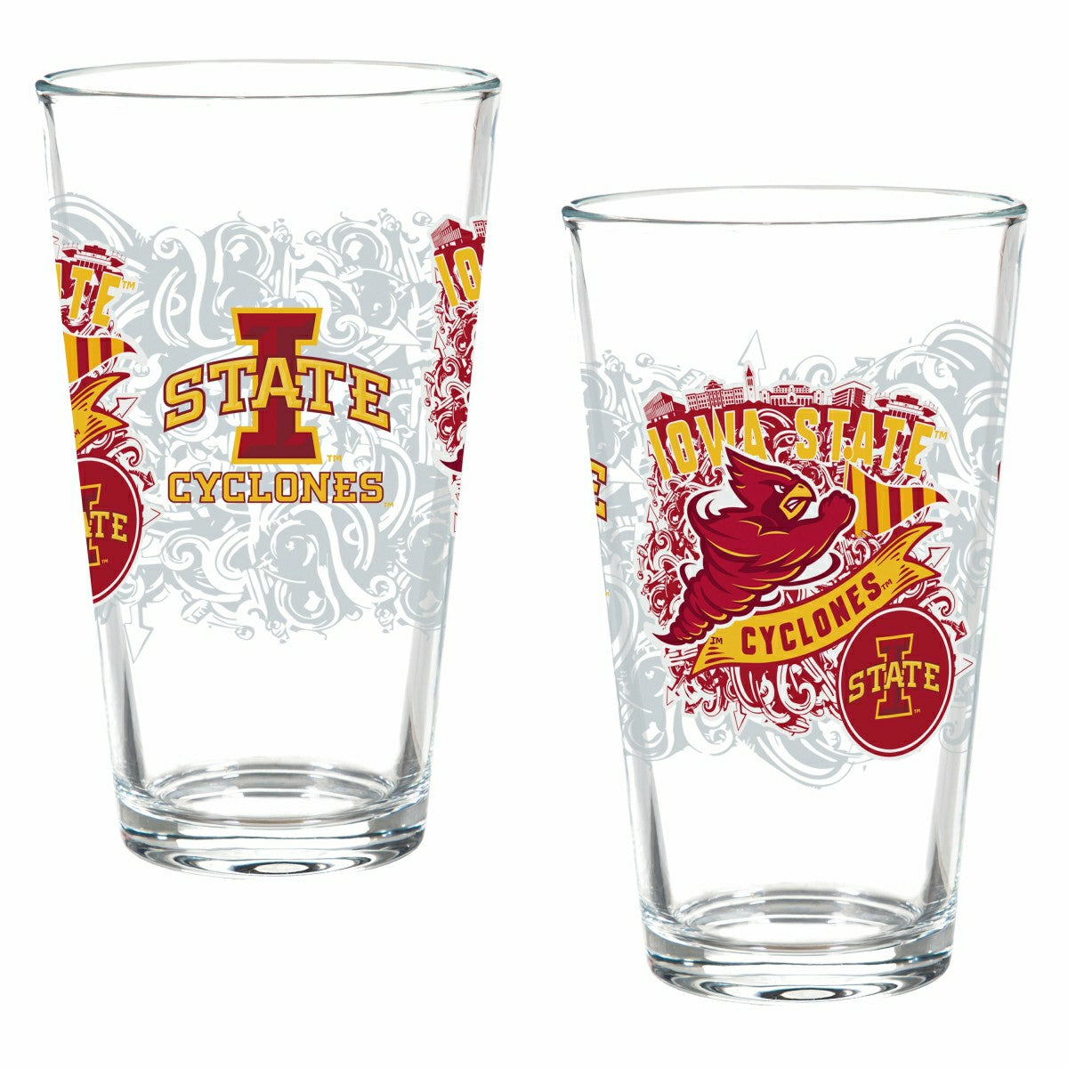 Iowa State University 16oz Glass pint, Set of 2, Collegiate, Home