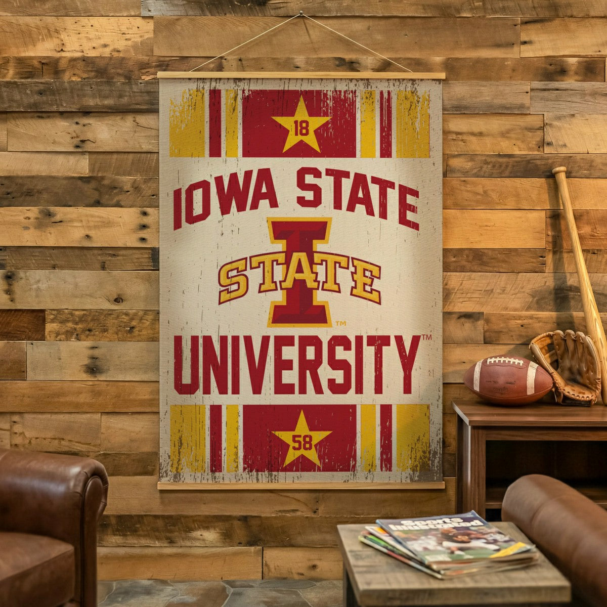 Iowa State University, Canvas Wall Tapestry, Large, 54x36, Collegiate, Home