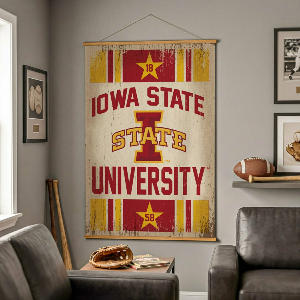 Iowa State University, Canvas Wall Tapestry, Large, 54x36, Collegiate, Home