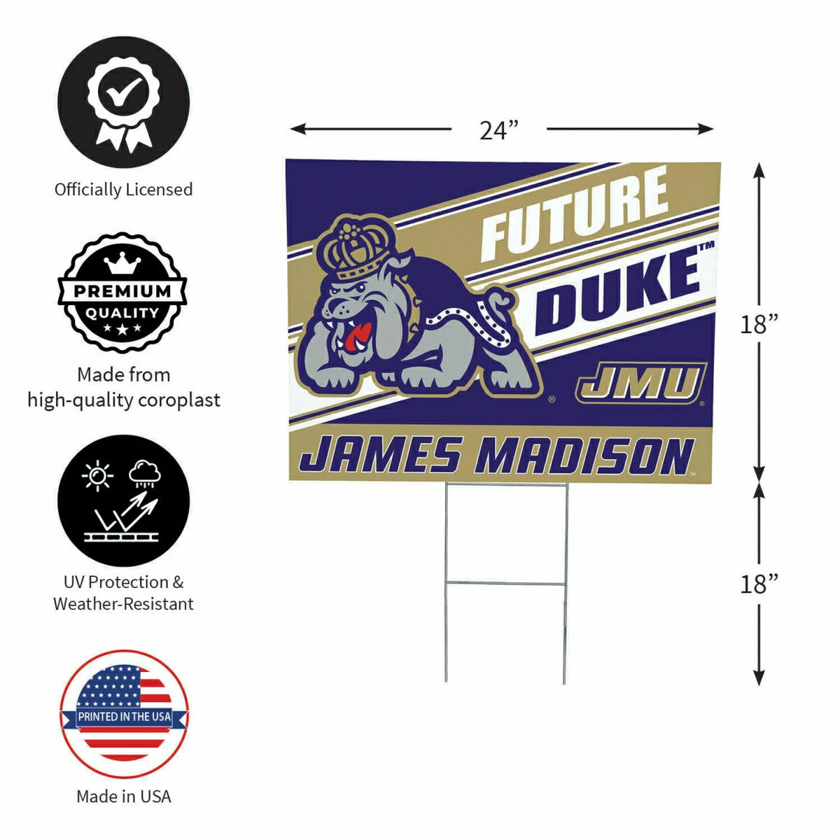 James Madison University Coroplast Yard Sign, Future Student, Collegiate, Home